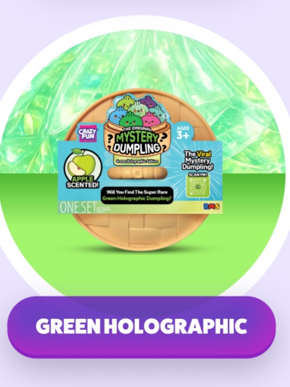 Crazy Fun, RMS The Original Mystery 🥟 Dumpling 🥟 Green Holographic Edition